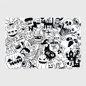 Магнитный плакат 3Х2 с принтом Halloween в Новосибирске, Полимерный материал с магнитным слоем | 6 деталей размером 9*9 см | Тематика изображения на принте: fanfs | halloween | jaw | mummy | pumpkin | skull | tomb | клыки | могила | мумия | пасть | тыква | хэллоуин | череп