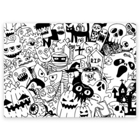 Поздравительная открытка с принтом Halloween в Новосибирске, 100% бумага | плотность бумаги 280 г/м2, матовая, на обратной стороне линовка и место для марки
 | fanfs | halloween | jaw | mummy | pumpkin | skull | tomb | клыки | могила | мумия | пасть | тыква | хэллоуин | череп