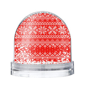 Снежный шар с принтом Красный зимний орнамент в Новосибирске, Пластик | Изображение внутри шара печатается на глянцевой фотобумаге с двух сторон | geometry | new year | pattern | retro | snow | winter | аляска | вязаный | геометрия | девяностые | дед мороз | зима | ковер | новогодние | новый год | олени | паттерн | подарок | ретро | рождество | свитер | снег | снеговик
