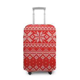 Чехол для чемодана 3D с принтом Красный зимний орнамент в Новосибирске, 86% полиэфир, 14% спандекс | двустороннее нанесение принта, прорези для ручек и колес | geometry | new year | pattern | retro | snow | winter | аляска | вязаный | геометрия | девяностые | дед мороз | зима | ковер | новогодние | новый год | олени | паттерн | подарок | ретро | рождество | свитер | снег | снеговик