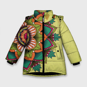 Зимняя куртка для девочек 3D с принтом мандала узор тату в Новосибирске, ткань верха — 100% полиэстер; подклад — 100% полиэстер, утеплитель — 100% полиэстер. | длина ниже бедра, удлиненная спинка, воротник стойка и отстегивающийся капюшон. Есть боковые карманы с листочкой на кнопках, утяжки по низу изделия и внутренний карман на молнии. 

Предусмотрены светоотражающий принт на спинке, радужный светоотражающий элемент на пуллере молнии и на резинке для утяжки. | astro | casual | halloween | mandala | retro | school | star | tattoo | universe | vintage | world | астрология | винтаж | вселенная | дети | душа | звезды | мир | паттерн | познания | работа | ретро | смысл | судьба | татуировка | хиппи | хэлуин