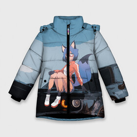 Зимняя куртка для девочек 3D с принтом Мичиру Кагэмори в Новосибирске, ткань верха — 100% полиэстер; подклад — 100% полиэстер, утеплитель — 100% полиэстер. | длина ниже бедра, удлиненная спинка, воротник стойка и отстегивающийся капюшон. Есть боковые карманы с листочкой на кнопках, утяжки по низу изделия и внутренний карман на молнии. 

Предусмотрены светоотражающий принт на спинке, радужный светоотражающий элемент на пуллере молнии и на резинке для утяжки. | bna | енот | зверь | митиру | мичиру | мичиру кагэмори | совершенно новый зверь