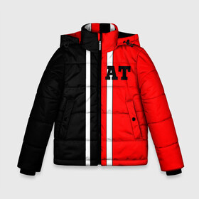 Зимняя куртка для мальчиков 3D с принтом Athletic team red and black в Новосибирске, ткань верха — 100% полиэстер; подклад — 100% полиэстер, утеплитель — 100% полиэстер | длина ниже бедра, удлиненная спинка, воротник стойка и отстегивающийся капюшон. Есть боковые карманы с листочкой на кнопках, утяжки по низу изделия и внутренний карман на молнии. 

Предусмотрены светоотражающий принт на спинке, радужный светоотражающий элемент на пуллере молнии и на резинке для утяжки | at | athletic | athletic team | bodybuilding | crossfit | fitness | mma | motivation | power | sport | strong | team | traninig | workout | бодибилдинг | зож | кросфит | мотивация. сила.смешанные единоборства. | спорт | спорт зал | фитнес | фитн