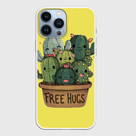 Чехол для iPhone 13 Pro Max с принтом free hugs в Новосибирске,  |  | free hugs | бесплатные обнимашки | кактус | кактусы | колючий кактус | милые кактусы | обнимашки