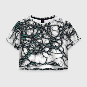 Женская футболка Crop-top 3D с принтом NEIROLINK в Новосибирске, 100% полиэстер | круглая горловина, длина футболки до линии талии, рукава с отворотами | абстракция | веном | наука | нейронная сеть | нейроны | превращения | сети | узор | ученые