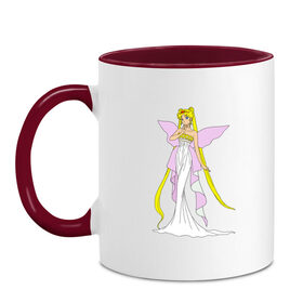 Кружка двухцветная с принтом Sailor Moon/Серенити в Новосибирске, керамика | объем — 330 мл, диаметр — 80 мм. Цветная ручка и кайма сверху, в некоторых цветах — вся внутренняя часть | Тематика изображения на принте: bunny | luna | princess | serenity | stars | usagi | wings | ангел | волосы | девушка | детям | звездная | звезды | королева | корона | крылья | луна | любовь | малышка | марс | радуга | сейлор мун | токио | усаги цукино | школьные 
