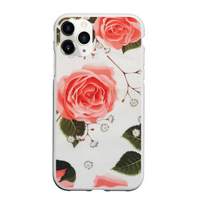 Чехол для iPhone 11 Pro Max матовый с принтом Нежные розы в Новосибирске, Силикон |  | Тематика изображения на принте: арт | белый | зеленый | красная роза | красные розы | красный | рисунок | роза | розовая роза | розовые розы | розовый | розы | цветок | цветы