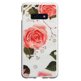 Чехол для Samsung S10E с принтом Нежные розы в Новосибирске, Силикон | Область печати: задняя сторона чехла, без боковых панелей | арт | белый | зеленый | красная роза | красные розы | красный | рисунок | роза | розовая роза | розовые розы | розовый | розы | цветок | цветы