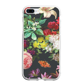 Чехол для iPhone 7Plus/8 Plus матовый с принтом Цветы в Новосибирске, Силикон | Область печати: задняя сторона чехла, без боковых панелей | Тематика изображения на принте: арт | бабочка | бабочки | белая лилия | белый | желтый | зеленый | картина | краски | красный | лилии | лилия | рисунок | рисунок красками | роза | розовая роза | розовый | розы | тёмный | фиолетовый