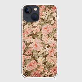 Чехол для iPhone 13 mini с принтом Розовая поляна в Новосибирске,  |  | арт | кремовый | рисунок | роза | розовая поляна | розовые розы | розовые цветы | розы