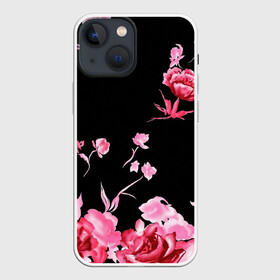 Чехол для iPhone 13 mini с принтом Яркие розы в Новосибирске,  |  | арт | рисунок | роза | розовая роза | розовые розы | розовый | розы | тёмный | цветы | чёрный