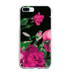 Чехол для iPhone 7Plus/8 Plus матовый с принтом Розы в Новосибирске, Силикон | Область печати: задняя сторона чехла, без боковых панелей | Тематика изображения на принте: арт | бутон | бутоны | зеленый | краски | кусты роз | рисунок | роза | розовая роза | розовые розы | розовый | розы