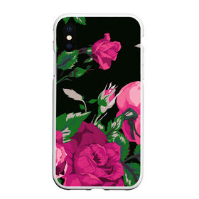Чехол для iPhone XS Max матовый с принтом Розы в Новосибирске, Силикон | Область печати: задняя сторона чехла, без боковых панелей | Тематика изображения на принте: арт | бутон | бутоны | зеленый | краски | кусты роз | рисунок | роза | розовая роза | розовые розы | розовый | розы