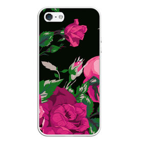 Чехол для iPhone 5/5S матовый с принтом Розы в Новосибирске, Силикон | Область печати: задняя сторона чехла, без боковых панелей | Тематика изображения на принте: арт | бутон | бутоны | зеленый | краски | кусты роз | рисунок | роза | розовая роза | розовые розы | розовый | розы