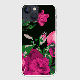 Чехол для iPhone 13 mini с принтом Розы в Новосибирске,  |  | арт | бутон | бутоны | зеленый | краски | кусты роз | рисунок | роза | розовая роза | розовые розы | розовый | розы