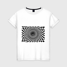 Женская футболка хлопок с принтом иллюзия в Новосибирске, 100% хлопок | прямой крой, круглый вырез горловины, длина до линии бедер, слегка спущенное плечо | воронка | иллюзия | студентам | тоннель | шахматы