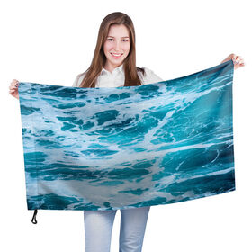 Флаг 3D с принтом Вода волны пена море в Новосибирске, 100% полиэстер | плотность ткани — 95 г/м2, размер — 67 х 109 см. Принт наносится с одной стороны | вода | волны | море | морская пена | океан | отдых | пена | пучина