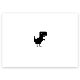 Поздравительная открытка с принтом Google динозаврик в Новосибирске, 100% бумага | плотность бумаги 280 г/м2, матовая, на обратной стороне линовка и место для марки
 | dino | dinomax | googledino | дино | динозавр | потерялся