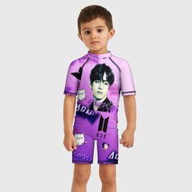 Детский купальный костюм 3D с принтом I purple you в Новосибирске, Полиэстер 85%, Спандекс 15% | застежка на молнии на спине | army bts | bts | bts и котики | i purple you | арми | арми тэхен | купить футболку с бтс | тэхен бтс | фиолетовая футболка я арми | я люблю тэхена | я фиолетовлю тебя