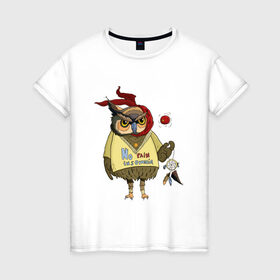 Женская футболка хлопок с принтом Сова в Новосибирске, 100% хлопок | прямой крой, круглый вырез горловины, длина до линии бедер, слегка спущенное плечо | insomnia | owl | pain | бессонница | ловец снов | сова