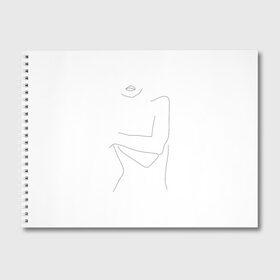 Альбом для рисования с принтом минимализм силуэт девушки в Новосибирске, 100% бумага
 | матовая бумага, плотность 200 мг. | Тематика изображения на принте: губы | девушка | женское тело | лицо | лицо девушки | минимализм | одним касанием | чб | черная линия