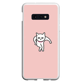 Чехол для Samsung S10E с принтом Ыть в Новосибирске, Силикон | Область печати: задняя сторона чехла, без боковых панелей | арт | белая кошка | белый кот | кот | кошка | мем | мэм | рисунок | розовый