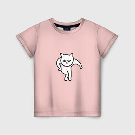 Детская футболка 3D с принтом Ыть в Новосибирске, 100% гипоаллергенный полиэфир | прямой крой, круглый вырез горловины, длина до линии бедер, чуть спущенное плечо, ткань немного тянется | арт | белая кошка | белый кот | кот | кошка | мем | мэм | рисунок | розовый