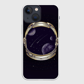 Чехол для iPhone 13 mini с принтом Шлем астронавта в Новосибирске,  |  | alone | astronaut | comet | cosmonaut | falling | galaxy | helmet | planet | space | star | stars | universe | астронавт | вселенная | галактика | звезда | звезды | комета | космонавт | космос | метеорит | одиночество | падающая | планета | 
