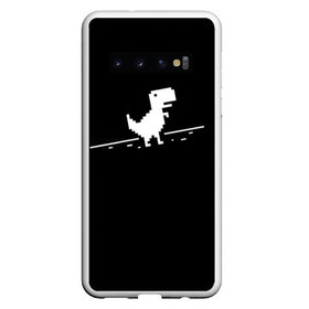 Чехол для Samsung Galaxy S10 с принтом Динозавр Гугл Хром в Новосибирске, Силикон | Область печати: задняя сторона чехла, без боковых панелей | google | гугл | динозавр | игра