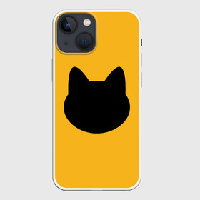 Чехол для iPhone 13 mini с принтом Мордочка коти в Новосибирске,  |  | арт | вектор | кот | котёнок | кошка | оранжевый | рисунок | силуэт | тёмный | чёрный