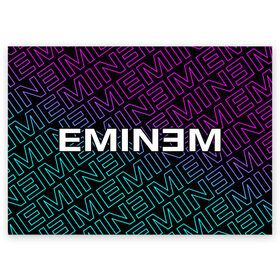 Поздравительная открытка с принтом EMINEM / ЭМИНЕМ в Новосибирске, 100% бумага | плотность бумаги 280 г/м2, матовая, на обратной стороне линовка и место для марки
 | eminem | logo | music | oldschool | rap | raper | еминем | лого | логотип | логотипы | музыка | музыкант | олдскул | рэп | рэпер | рэппер | символ | символы | эминем