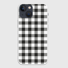 Чехол для iPhone 13 mini с принтом Черно белая клетка в Новосибирске,  |  | cage | cage pattern | checkered ornament | ornament | pattern | print cage | tartan | клетка | клетка узор | клетчатый орнамент | орнамент | принт клетка | тартан | узор | черно белая клетка | шотландка | шотландская клетка