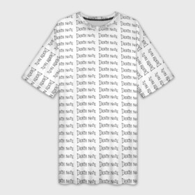 Платье-футболка 3D с принтом death note pattern white в Новосибирске,  |  | anime | death note | kira | manga | ryuk | аниме | герой | детектив | детнот | детх нот | детхнот | дэсу ното | иероглиф | кандзи | кира | манга | миса | риюк | рьюзаки | рюзаки | рюк | синигами | тетрадка | эл | э