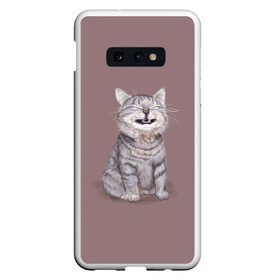 Чехол для Samsung S10E с принтом Котёнок ыыы в Новосибирске, Силикон | Область печати: задняя сторона чехла, без боковых панелей | арт | кот | котёнок | кошка | мем | мемный кот | мемный котенок | мэм | мэмный котёнок | рисунок | серый | серый кот | тёмный | фиолетовый