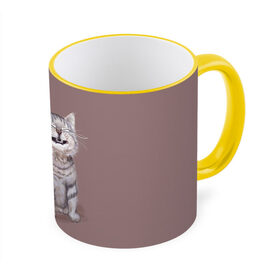 Кружка с принтом Котёнок ыыы в Новосибирске, керамика | ёмкость 330 мл | арт | кот | котёнок | кошка | мем | мемный кот | мемный котенок | мэм | мэмный котёнок | рисунок | серый | серый кот | тёмный | фиолетовый