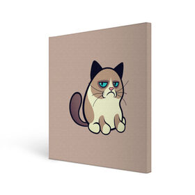 Холст квадратный с принтом Великий Grumpy Cat в Новосибирске, 100% ПВХ |  | grumpy cat | арт | кот | кот grumpy cat | котёнок | кошка | недовольный кот | рисунок