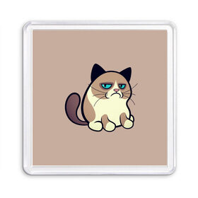 Магнит 55*55 с принтом Великий Grumpy Cat в Новосибирске, Пластик | Размер: 65*65 мм; Размер печати: 55*55 мм | grumpy cat | арт | кот | кот grumpy cat | котёнок | кошка | недовольный кот | рисунок