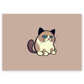 Поздравительная открытка с принтом Великий Grumpy Cat в Новосибирске, 100% бумага | плотность бумаги 280 г/м2, матовая, на обратной стороне линовка и место для марки
 | grumpy cat | арт | кот | кот grumpy cat | котёнок | кошка | недовольный кот | рисунок