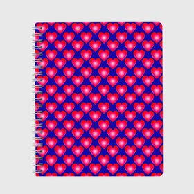 Тетрадь с принтом Неоновые сердца в Новосибирске, 100% бумага | 48 листов, плотность листов — 60 г/м2, плотность картонной обложки — 250 г/м2. Листы скреплены сбоку удобной пружинной спиралью. Уголки страниц и обложки скругленные. Цвет линий — светло-серый
 | hearts | love is | neon | pattern | valentines day | алиса | бабушка | валентина | влюбленные | девушке | дочь | лучшая | любимая | любовь | мама | подарок | романтика | свадьба | сердечки | сердечко | сердце | сестра | узор