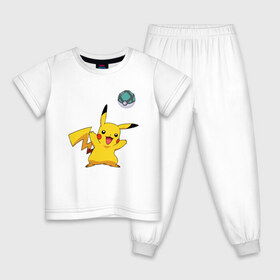 Детская пижама хлопок с принтом Pokemon pikachu 1 в Новосибирске, 100% хлопок |  брюки и футболка прямого кроя, без карманов, на брюках мягкая резинка на поясе и по низу штанин
 | pokeball | pokemon | игры | покемоны