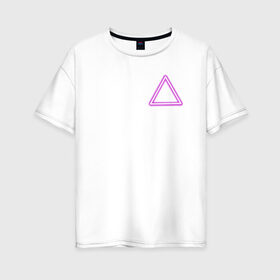 Женская футболка хлопок Oversize с принтом Неоновый треугольник в Новосибирске, 100% хлопок | свободный крой, круглый ворот, спущенный рукав, длина до линии бедер
 | neon | triangel | неон | неоновый треугольник | треугольник