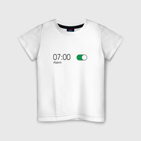 Детская футболка хлопок с принтом Будильник в Новосибирске, 100% хлопок | круглый вырез горловины, полуприлегающий силуэт, длина до линии бедер | 7 утра | alarm | time | будильник | время | необычный | работа | семь часов | тикалки | тревога | утро | час | часики | часовой пояс | часы