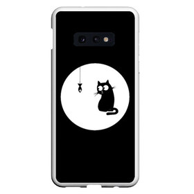 Чехол для Samsung S10E с принтом Ночная охота в Новосибирске, Силикон | Область печати: задняя сторона чехла, без боковых панелей | Тематика изображения на принте: арт | кот | котёнок | кошка | луна | ночь | рисунок | рыба | рыбалка | черная кошка | черный кот | чёрный котёнок
