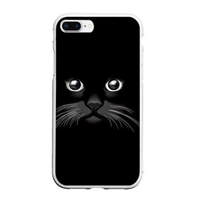 Чехол для iPhone 7Plus/8 Plus матовый с принтом Кошачья моська в Новосибирске, Силикон | Область печати: задняя сторона чехла, без боковых панелей | Тематика изображения на принте: арт | вектор | кот | котёнок | кошка | рисунок | черная кошка | чёрный | черный кот | черный котенок
