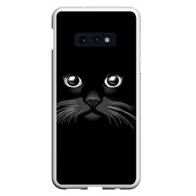 Чехол для Samsung S10E с принтом Кошачья моська в Новосибирске, Силикон | Область печати: задняя сторона чехла, без боковых панелей | Тематика изображения на принте: арт | вектор | кот | котёнок | кошка | рисунок | черная кошка | чёрный | черный кот | черный котенок