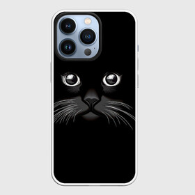 Чехол для iPhone 13 Pro с принтом Кошачья моська в Новосибирске,  |  | Тематика изображения на принте: арт | вектор | кот | котёнок | кошка | рисунок | черная кошка | чёрный | черный кот | черный котенок