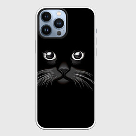 Чехол для iPhone 13 Pro Max с принтом Кошачья моська в Новосибирске,  |  | арт | вектор | кот | котёнок | кошка | рисунок | черная кошка | чёрный | черный кот | черный котенок