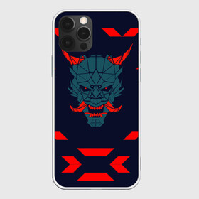 Чехол для iPhone 12 Pro с принтом демон они в Новосибирске, силикон | область печати: задняя сторона чехла, без боковых панелей | демон | киберпанк | маска | они | самурай | хання | япония