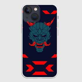 Чехол для iPhone 13 mini с принтом демон они в Новосибирске,  |  | демон | киберпанк | маска | они | самурай | хання | япония