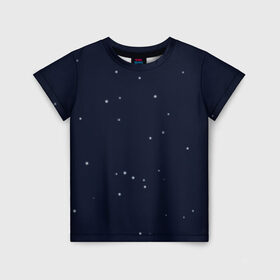 Детская футболка 3D с принтом Ночное небо в Новосибирске, 100% гипоаллергенный полиэфир | прямой крой, круглый вырез горловины, длина до линии бедер, чуть спущенное плечо, ткань немного тянется | звёзды | мерцание | небо | ночь | синий | сияние | тёмный | чёрный